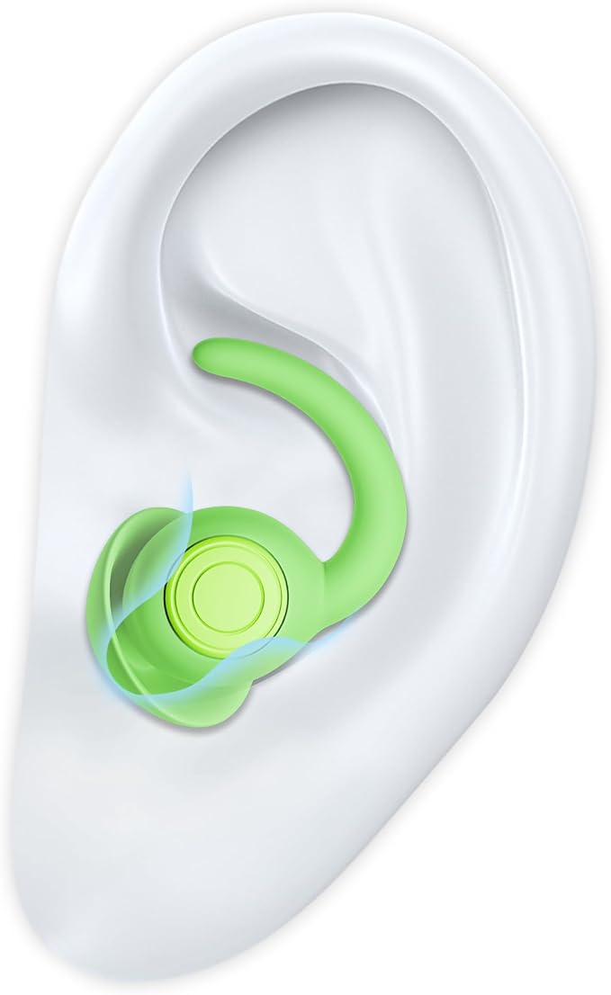 Ear Plugs for Sleeping - Noise Reduction Soft Silicone Earplugs, 2 Pairs Reusable Hearing Protection Earplugs for Noise Sensitivity, Sleep,Travel,Sound Reduction Noise Cancelling - Green
