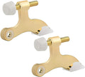 HOMOTEK 2 Pack Hinge Pin Bright Brass Door Stopper, Gold Door Stops, Adjustable Deluxe Heavy Duty Door Stopper 2-1/2"x1-3/4”,with White Rubber Bumper Tips