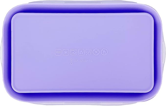 Purple Collapsible Sandwich Container, Silicone Lunch Container Bento Box with Plastic Lid, Microwave Safe, Camping Bowl For Meal Prep, Travel and Hiking, 40oz/1200ML