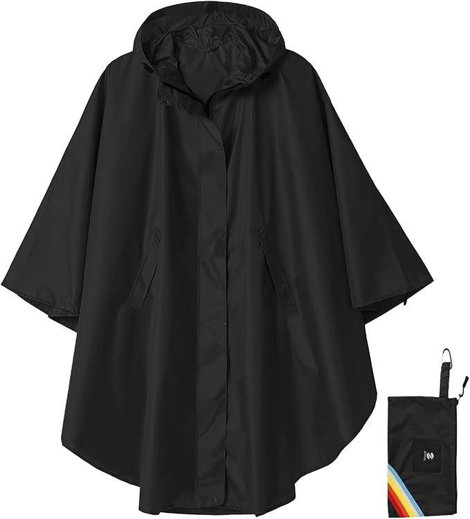 SaphiRose Unisex Rain Poncho Hooded Waterproof Raincoat for Adults Women