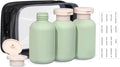 ASEVAT3.4oz 3Pcs Green Plastic Refillable Travel Shampoo and Conditioner Bottles Plastic Refillable Travel Shampoo Bottles with Flip Cap Shampoo and Conditioner Dispenser