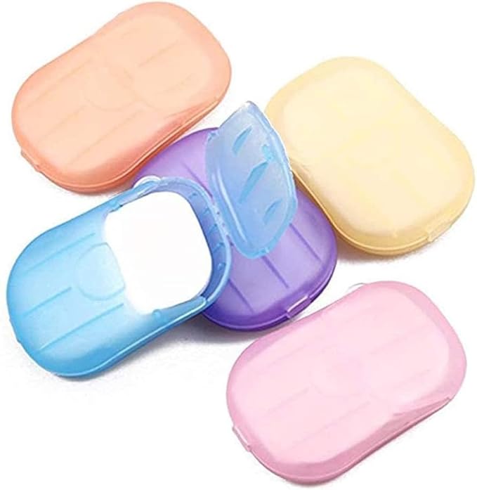 5 Boxes Eco Travel Soap Leaves, Portable Cleanser with 5 Scents,Paper Hand Cleaner Fragrance Color Soaps Papers, Soap Sheet,Paper Soaps for Travel,Hand Washing Sheets for Camping/Hiking (6.5x4cm)