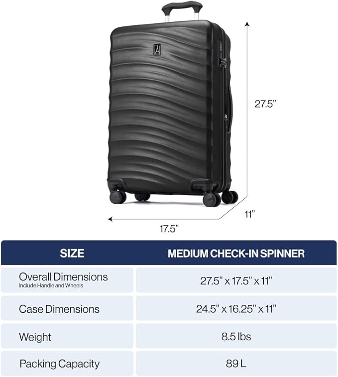 Travelpro Maxlite Air V2 Hardside Expandable Checked Luggage, 8 Spinner Wheels, Lightweight Hard Shell Suitcase, TSA lock, Ensign Blue, Checked Medium 25-Inch