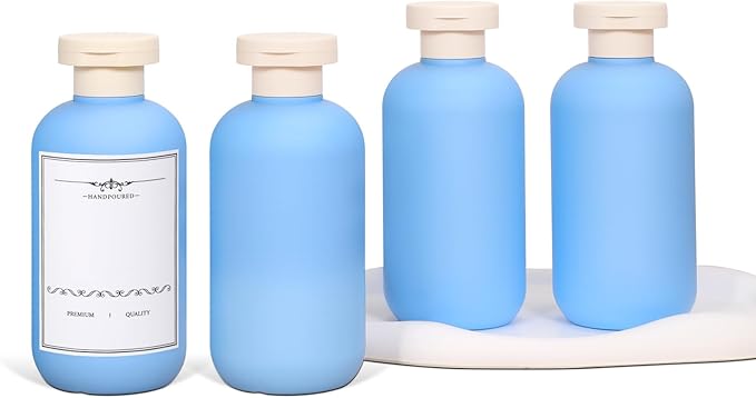 ASEVAT 6.7oz Sealed Plastic Travel Shampoo Bottles, Empty Travel Shampoo and Conditioner Bottles Refillable, Travel Size Shampoo Bottle, Hand Soap Dispenser for Vacation, Gym, Home(Skyblue)