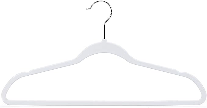 Quality Hangers 50 Pack Non-Velvet Plastic Hangers for Clothes - Heavy Duty Coat Hanger Set - Space-Saving Closet with Chrome Swivel Hook, Functional Non-Flocked Hangers - Cream White