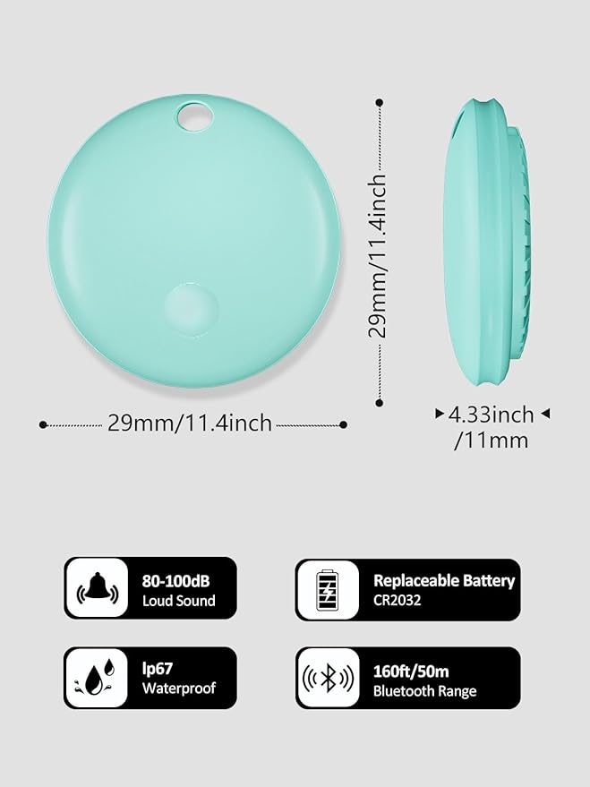 Tracker Tags, Item Finder Work with Apple Find My (iOS Only), Tracking Device Locator Smart Tag for Luggage, Keys, Wallet, Bike, Pets, Bags (Blue, 1 Pack)
