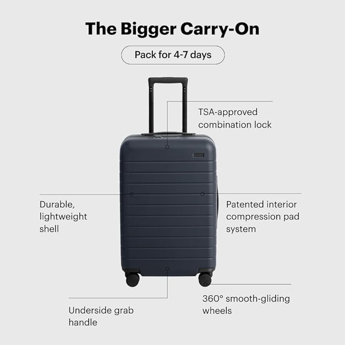 Away Bigger Carry-On Luggage, Lightweight Hardside Large Suitcase with Spinner Wheels, TSA Lock, Airline Approved, Salt White