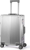 UrbanExplorer All Aluminum Carry On Luggage 22x14x9 Airline Approved Heavy Duty Hard Shell Suitcases Zipperless Suitcase with TSA Lock, Sliver, 20 Inch