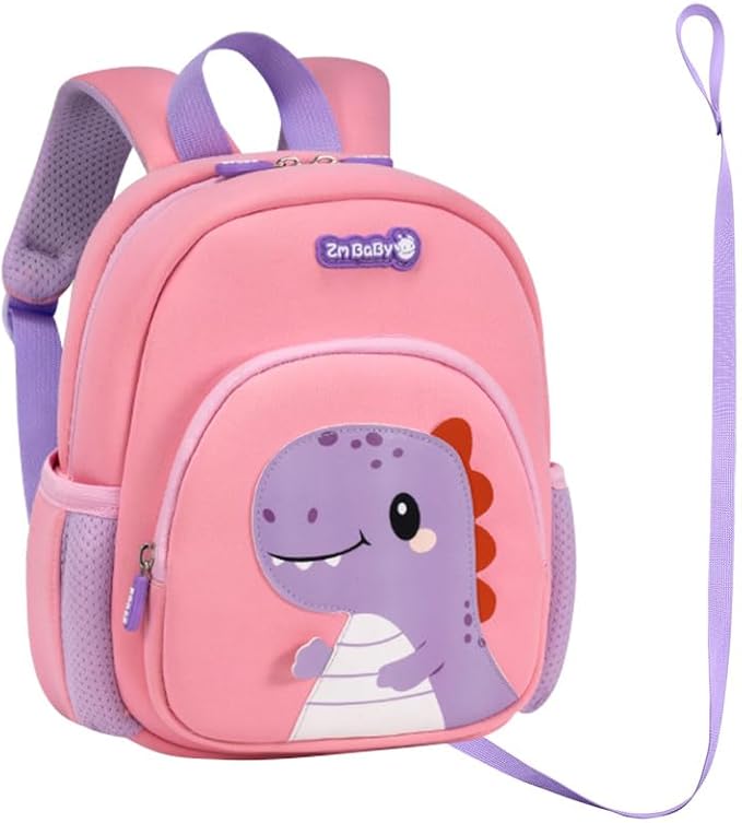 Padgene Toddler Harness Backpacks Safety Leash Kids Anti Lost Kindergarten Preschool Backpack Neoprene Lightweight Animal Schoolbag 3D Cartoon Dinasour Mini Travel Bag for Boys Girls Ages 3-5