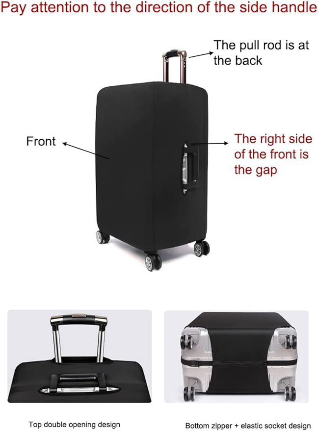 MosaiRudo Thicker Luggage Cover Elastic Suitcase Cover Protector Fits 18-32 Inch Suitcase Travel Accessories (Black, M)
