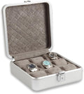 Bey-Berk Prague Aluminum Watch Case in Silver – 9-Slot Locking Travel Box with Soft Interior for Watch Storage