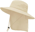 ZOORON Sun Hat for Men Women Fishing Hat with Neck Flap Wide Brim Bucket Hat UV Protection for Beach Camping Hiking