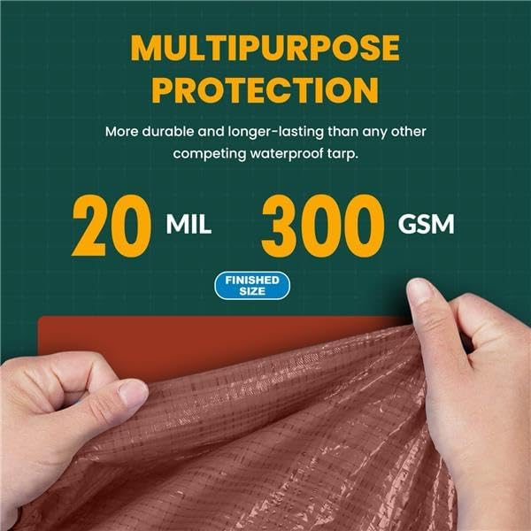 Large Waterproof Tarp - Heavy Duty 20 Mil Thick Poly Tarpaulin Ideal for Canopy Tents, Boats, RV or Pool Covers - Multipurpose Protective Tarps with Grommets for Indoor, Outdoor Use | 10' x 12' 2 Pack
