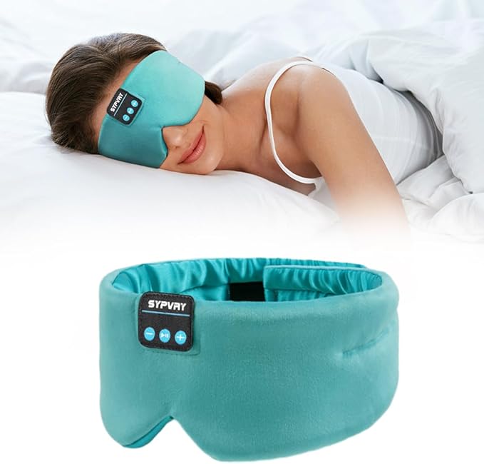 Sleep Mask Bluetooth 5.4 Headphones Soft Wireless Headband Eye Mask Blackout with Microphone (Emerald)