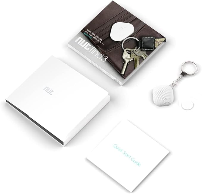 Key Finder, Bluetooth Tracker Item Locator with Key Chain for Keys Pet Wallets or Backpacks and Tablets, Batteries Include (White, 1 Pack)