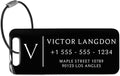 Personalized Luggage Tags for Suitcases - Stainless Steel Custom Luggage Tags for Backpacks & Bags, Sturdy, Waterproof & Heavy Duty (Black / 3" x 1.25")