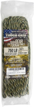 TOUGH-GRID 750 Paracord Rope Nylon Parachute Cord, Made in USA Survival Kit, Outdoor Adventures, Camping, Tactical Gear & Emergency Supplies, Military Type IV Mil-Spec