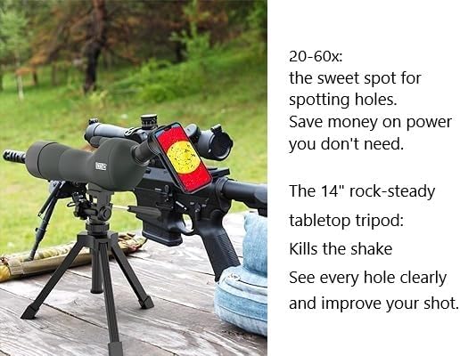 Emarth 20-60x60 Angled Spotting Scope for Target Shooting, Spotting Scope w/Tripod 14" Tabletop/Phone Adapter/Carry Bag, 1.37lb Spotter Scope, Ligth Waterproof Spotting Scopes for Hunting, Birding