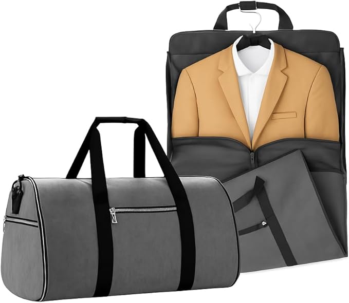 Convertible Garment Bag for Travel – 2 in 1 Carry On Duffel Suit Bag with Shoulder Strap – Hanging Weekender Suitcase for Men & Women, Ideal for Business & Overnight Trips