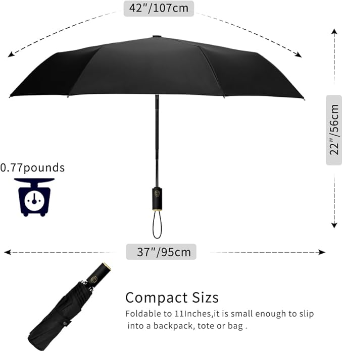 Cuby UV Sun Umbrella Compact Folding Umbrella lightweight Portable Manual Travel Umbrella for Rainproof & 99% UV Protection with Black Anti-UV Coating