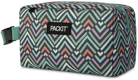 PackIt Freezable Snack Box, Diamond Chevron, Built with ECOFREEZE Technology, Collapsible, Zip Closure with Buckle Handle, Designed For Work Snacks, Fresh Snacks On the Go, Adults, and All Ages