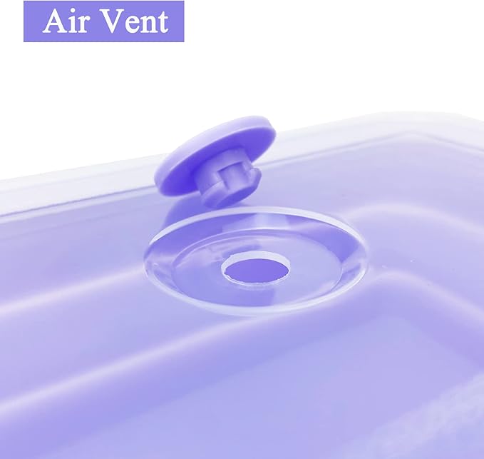 Purple Collapsible Sandwich Container, Silicone Lunch Container Bento Box with Plastic Lid, Microwave Safe, Camping Bowl For Meal Prep, Travel and Hiking, 40oz/1200ML