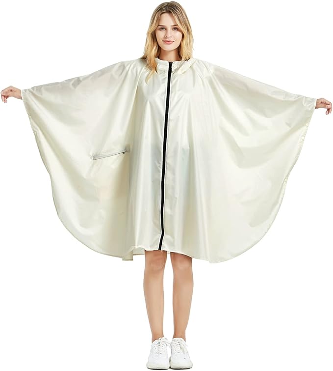 Rain Poncho Jacket Coat Hooded Zipper Style for Women/Men/Adult with Pocket