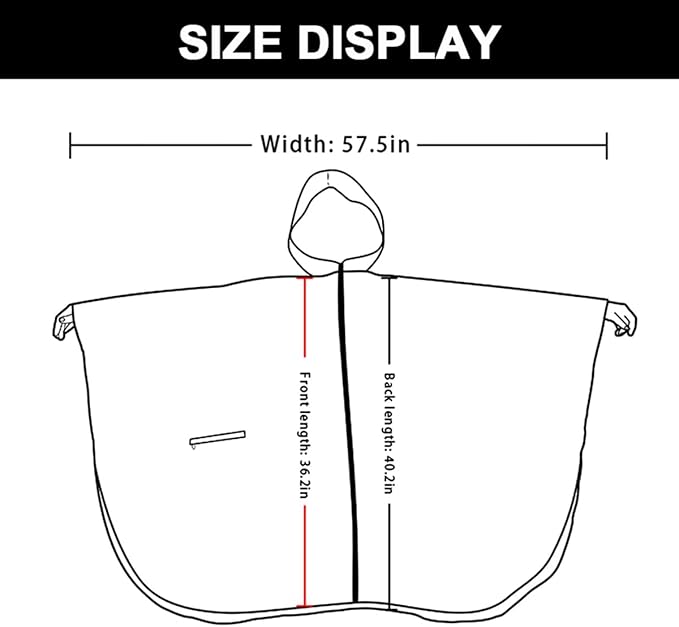 Rain Poncho Jacket Coat Hooded Zipper Style for Women/Men/Adult with Pocket