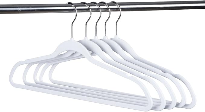 Quality Hangers 50 Pack Non-Velvet Plastic Hangers for Clothes - Heavy Duty Coat Hanger Set - Space-Saving Closet with Chrome Swivel Hook, Functional Non-Flocked Hangers - Cream White