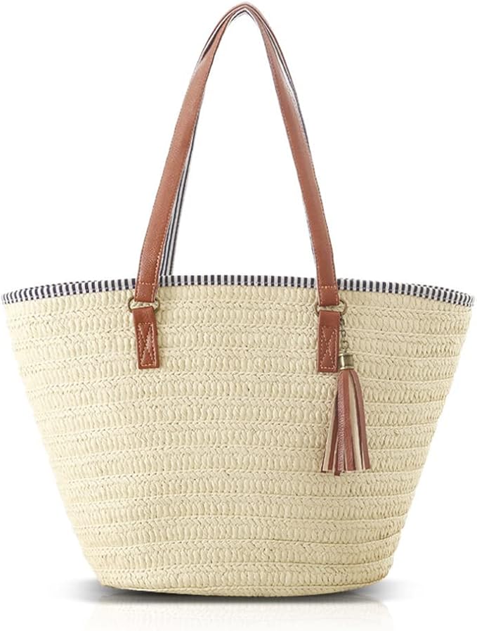 Pahajim Straw Beach Bags Tote Tassels Bag Hobo Summer Handwoven Shoulder Bags