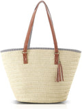 Pahajim Straw Beach Bags Tote Tassels Bag Hobo Summer Handwoven Shoulder Bags