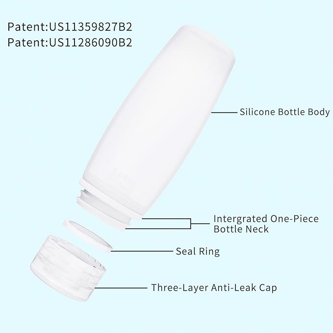 Silicone Travel Bottles for Toiletries TSA Approved Travel Size Containers Set 4 Pack Portable Leak Proof Refillable Cosmetic Squeeze Bottles Shampoo Hair Conditioner Body Lotion Bath Shower Gel
