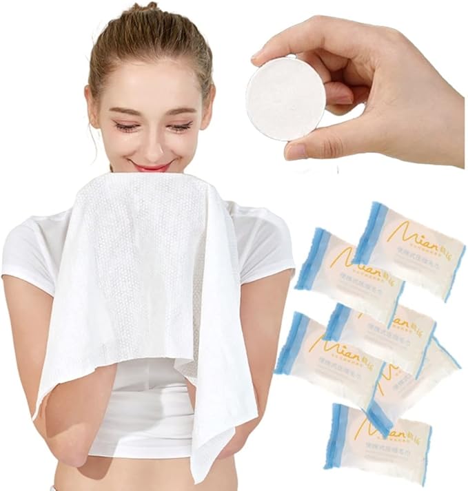 Premium Extra Large and Thick (23.6" X 11.8") Pure Cotton Disposable Washcloths, Portable Travel Towels Wash Cloth for Camping Hiking Backpacking or Traveling