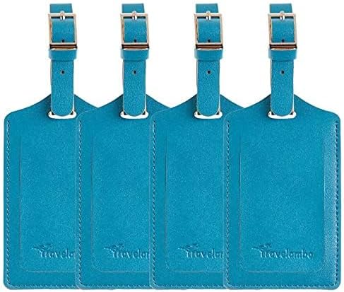 Travelambo Luggage Tags for Suitcases PU Leather Travel Tags Bag Tags Privacy Protection Travel Essentials