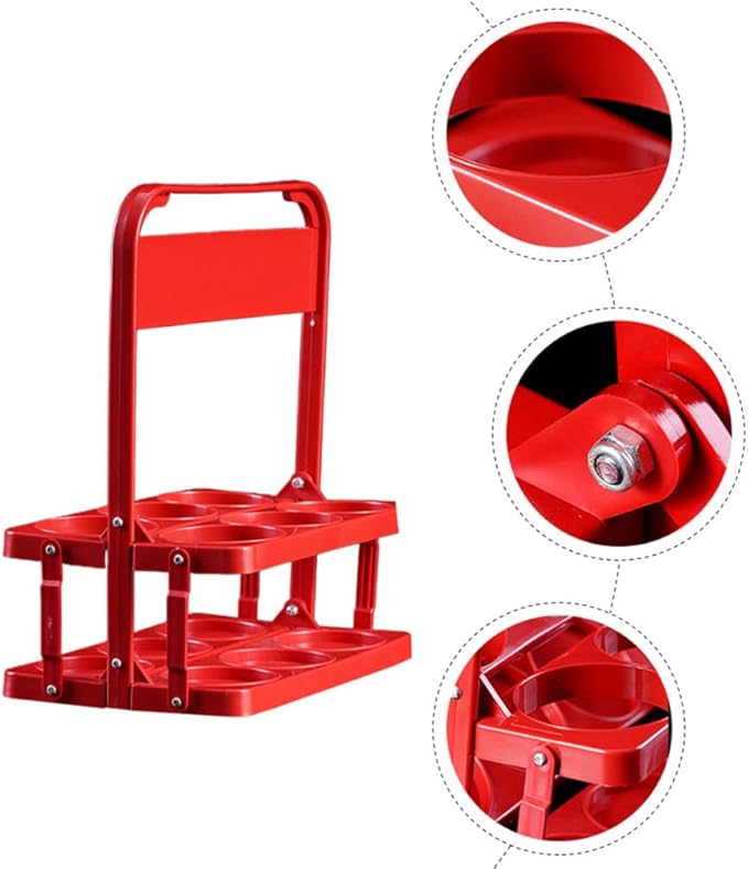 Plastic Drink Carrier,Foldable Cup Holder with Handle,Reusable Beverage Coffee Beer Bottle Carrier for Delivery,Drink Holder and Take Out Cup Carrier for Catering Restaurant Camping Travel,Red