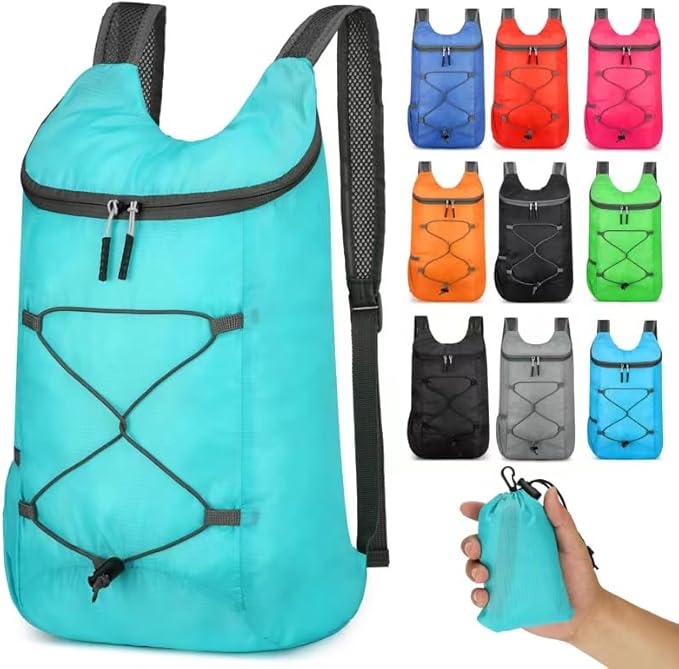 16L Hiking Daypack Lightweight Foldable Travel Backpack Water Repellent Camping Outdoor Packable Easy Carry-on Bag (Lake Blue)