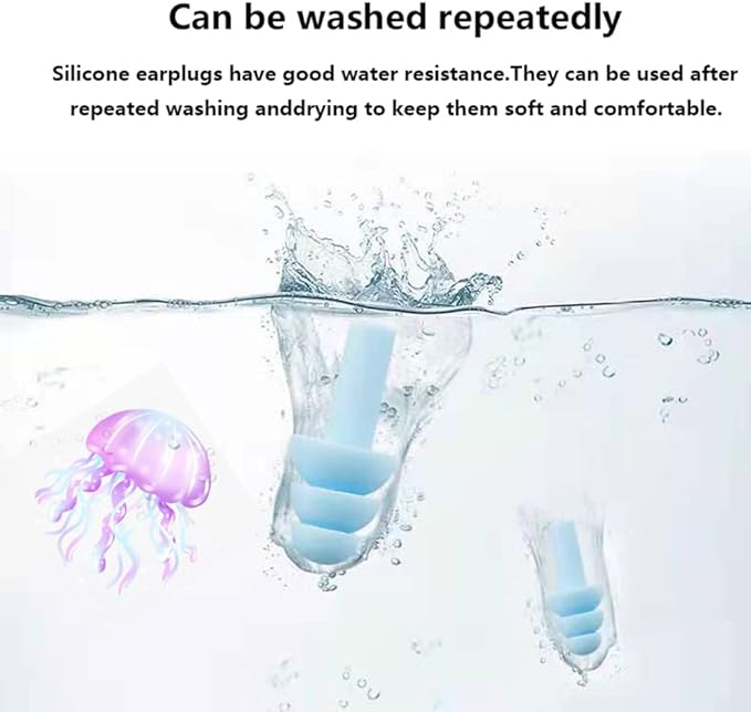 Earplugs for Sleeping Noise Cancelling, Reusable Ear Plugs– Super Soft, Silicone Ear Plug, for Sleeping 8 Pairs, Swimming, Snoring, Concerts, Work, Noisy Places (Color)