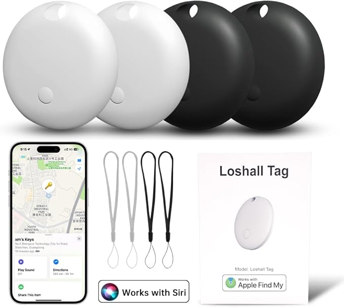 4 Pack Air Tracker Tags Work with Apple Find My, Apple MFi Certified Smart Bluetooth Tracking Tags Key Finder Item Locator, Waterproof Worldwide Tracker for Pets Wallet Backpack Luggage