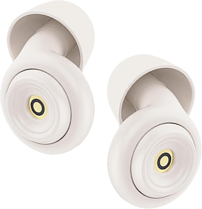 Ear Plugs for Sleeping Reusable Earplugs for Concerts Noise Cancelling Soft Silicone Noise Reduction Earbuds for Travel Focus Work 33-45dB Hearing Protection with 9 Ear Tips & Case (Off-White)