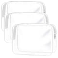Clear Toiletry Bag, 3 Packs TSA Approved Water resistant Travel Organizer, Airport Airline Travel Essential Carry On Makeup Cosmetic Bags for Women, White - 3 packs