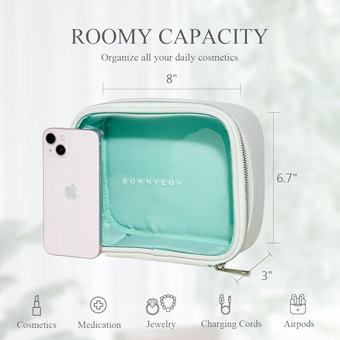 ROWNYEON Clear Makeup Case Toiletry Bag Multipurpose Travel Makeup Train Case Portable Cosmetic Organizer Transparent Storage Bag