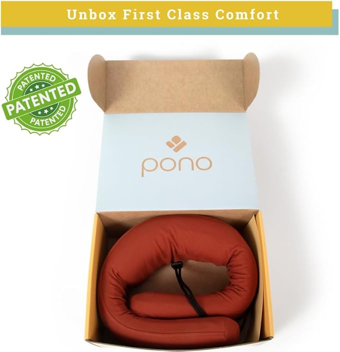 Pono Neck Cradle Travel Pillow: Memory Foam, Ergonomic 360° Adjustable Support, Prevents Neck Pain/Head Nods. Infinity Shape Fits All Adults. Foldable Design for Easy Portability (Ocean Mist)