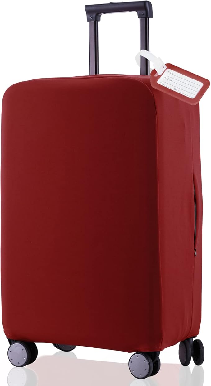 Travel Luggage Cover Suitcase Protector Scratch-Resistant Fit 19-31 Inch Suitcase, Not Included Suitcase (Claret, SX(22-23 inch))