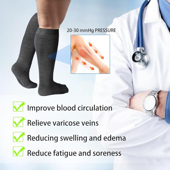 LEVSOX Compression Socks for Pregnant Women 20-30 mmHg Knee High Cute Funny Mens Supports Socks for Nurses, Medical, Travel