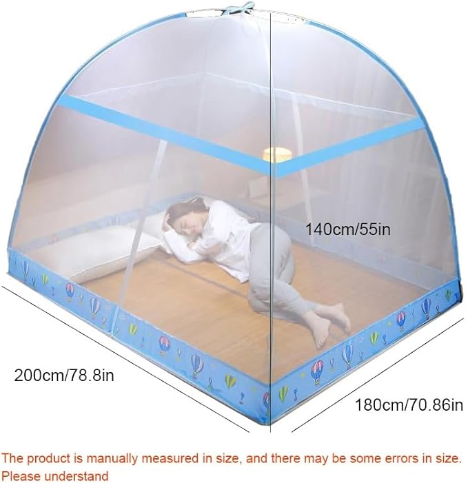 Pop-Up Mosquito Net Tent for Beds, Portable Folding Design with Net Bottom Bedroom and Outdoor Trip for Baby Adults, Easy to Install and Wash for Twin to King Size Bed 79 x71x59 inch (B)