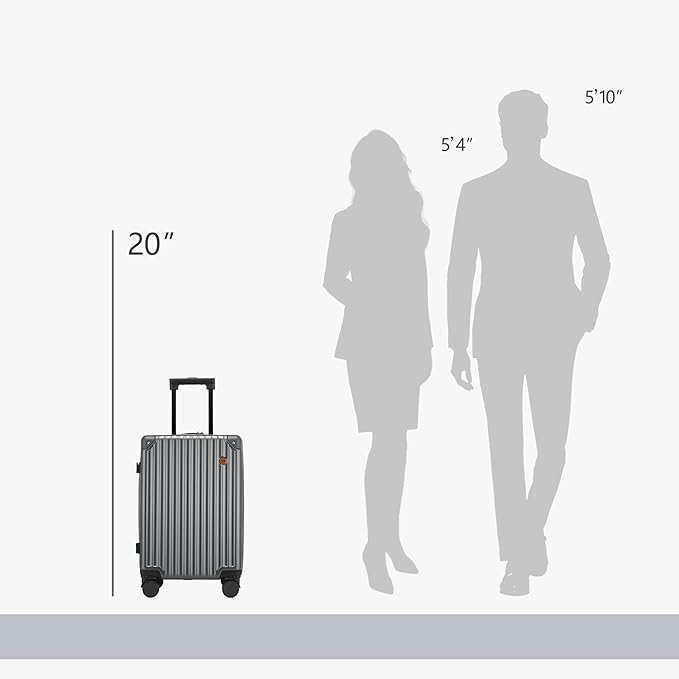 20 Inch Carry on Luggage,Airline Approved 22x14x9 Hard Shell Carry on Suitcase with 360° Spinner Wheels,TSA Lock and Lightweight Hardside Carry-on Luggage for Travel (Grey, 20 Inch)