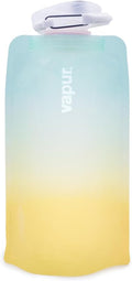 Vapur Collapsible Water Bottle With Carabiner, Compact Bottle Folds Flat For Hydration On The Go, Ideal for Traveling, Hiking or Camping, 16 Ounce, Malibu, Pack of 1