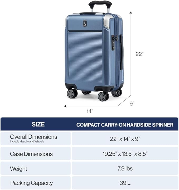 Travelpro Platinum Elite Hardside Expandable Carry on Luggage, 8 Wheel Spinner, TSA Lock, Hard Shell Polycarbonate Suitcase, Metallic Sand, Compact Carry on 20-Inch
