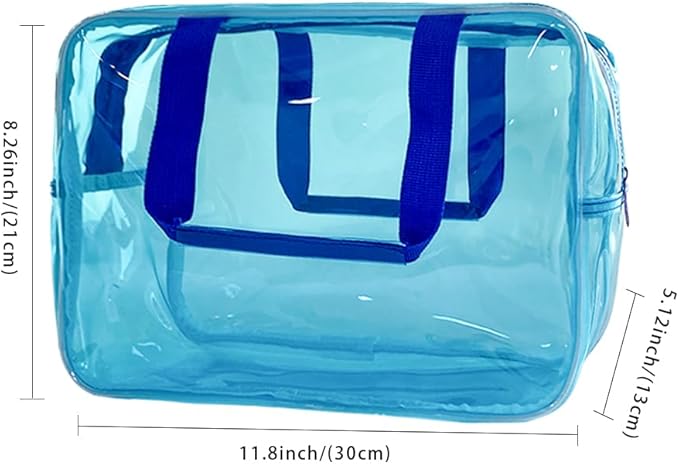 Travel Clear Cosmetic Bag, Toiletry Carry Pouch Makeup Artist Bag, Waterproof Multifunction Toiletry Bag with Zipper Handle Straps, Tote Bag Sky Blue