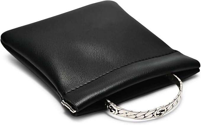 PU Leather Jewelry Travel Bag Leather Jewelry Pouch Christmas,Wedding Party Favor Gift Bag (L, Black)